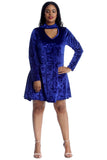 Royal Blue Plus Size Plain Velvet Swing Top For Women 14 - Dropwear