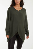 Asymmetric Hem Oversized Jumper For Women  - Dropwear