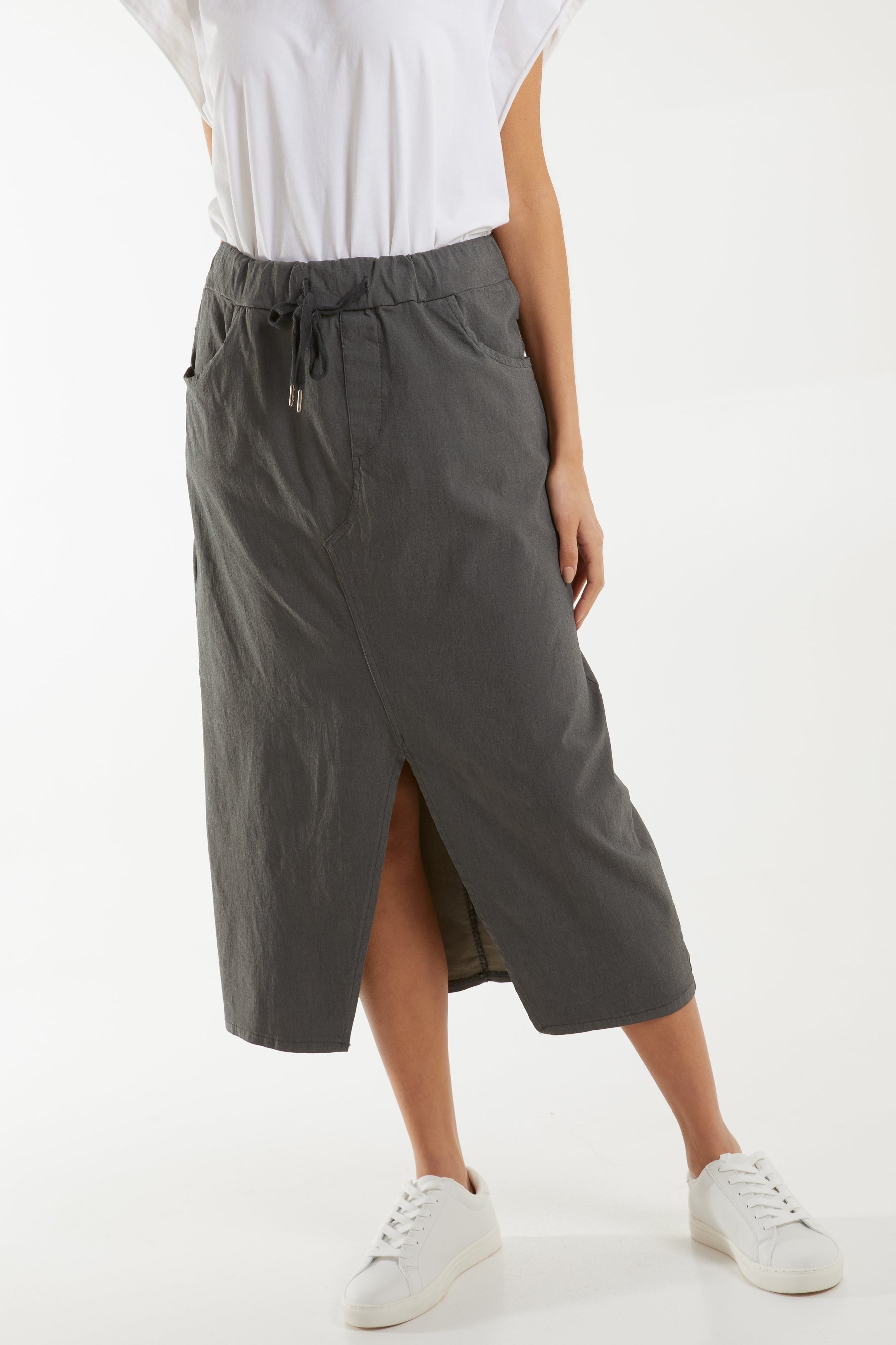 Stone Magic String Front Split Pencil Skirt For Women ONE SIZE - Dropwear