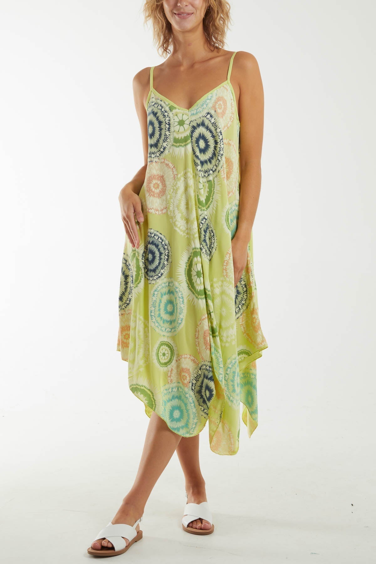 Jade Kaleidoscope Hanky Hem Cami Dress For Women ONE SIZE - Dropwear