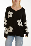Blush V-Neck Flower Jacquard Jumper For Women ONE SIZE - Dropwear