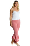 Pink Plus Size Frill Asymmetric Hem Plain Trousers For Women 16-18 - Dropwear