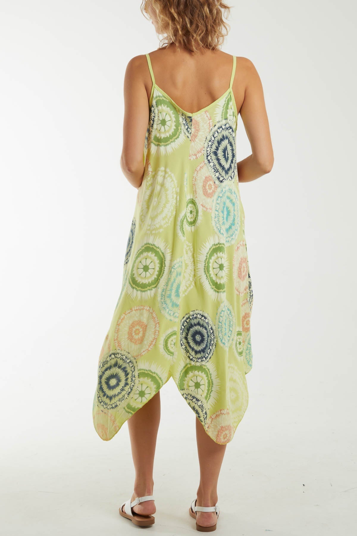 Orange Kaleidoscope Hanky Hem Cami Dress For Women ONE SIZE - Dropwear