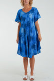 Palm Tree Short Sleeve Midi Dress For Women  - Dropwear