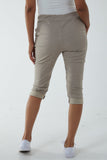 Glitter Drawstring Pocket Capri Trousers For Women  - Dropwear