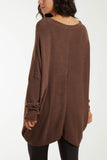 Asymmetric Hem Oversized Jumper For Women  - Dropwear
