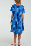 Palm Tree Short Sleeve Midi Dress For Women  - Dropwear