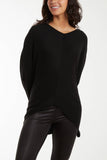 Asymmetric Hem Oversized Jumper For Women  - Dropwear