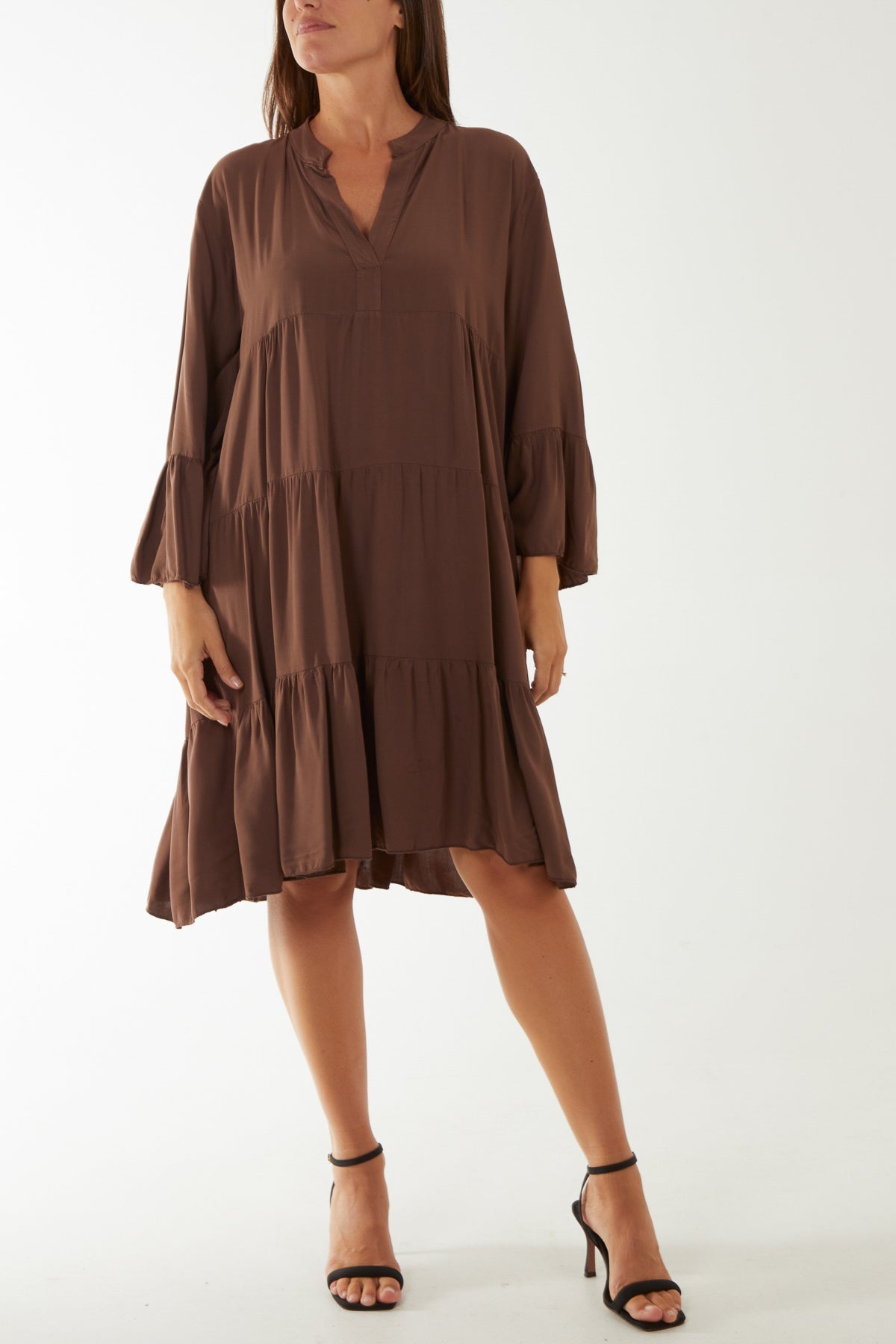 Dark Grey Flare Smock Dress For Women ONE SIZE - Dropwear
