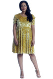 Grey Plus Size Skater Style Velvet Cross Back Dress For Women 22-24 - Dropwear