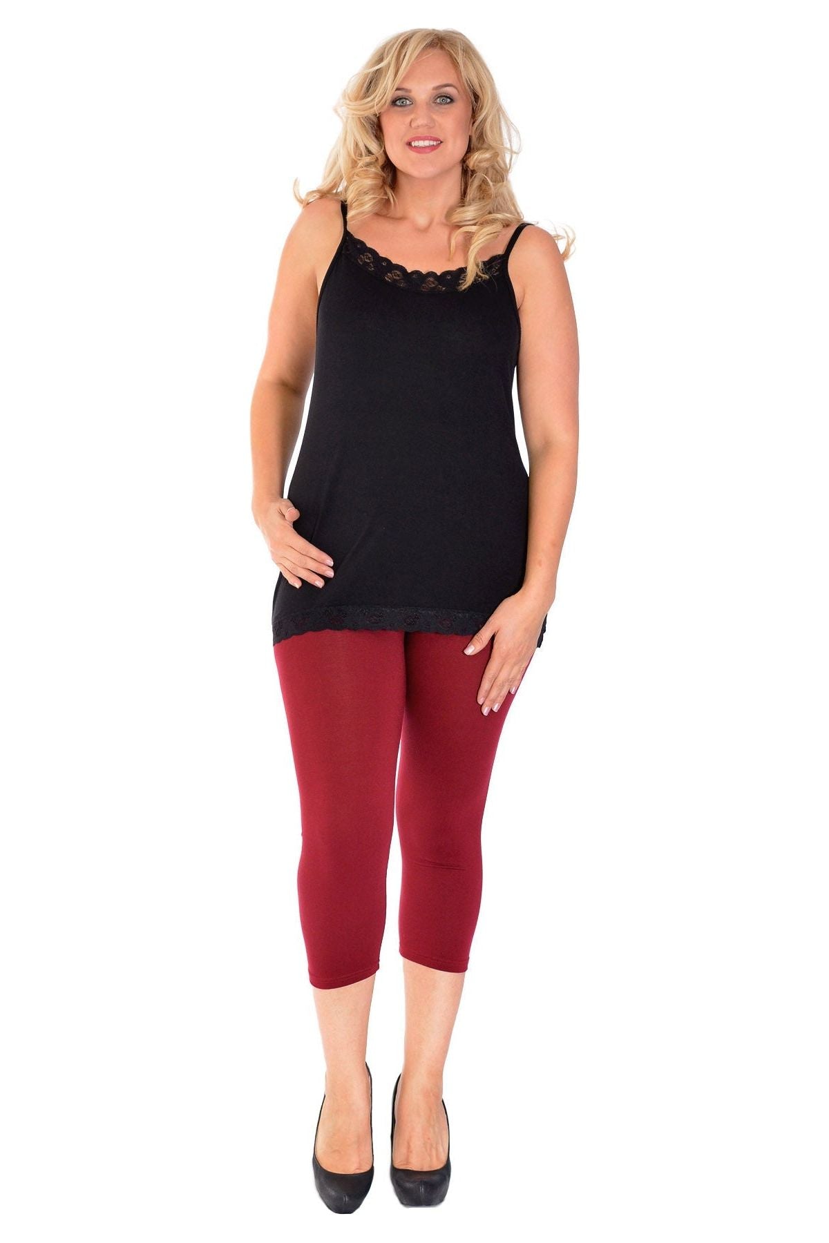 Dark Grey Plus Size 3/4 Length Cropped Leggings For Women 24-26 - Dropwear