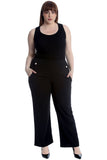 Khaki Green Plus Button Embellished Pocket Palazzo Trousers For Women 14 - Dropwear