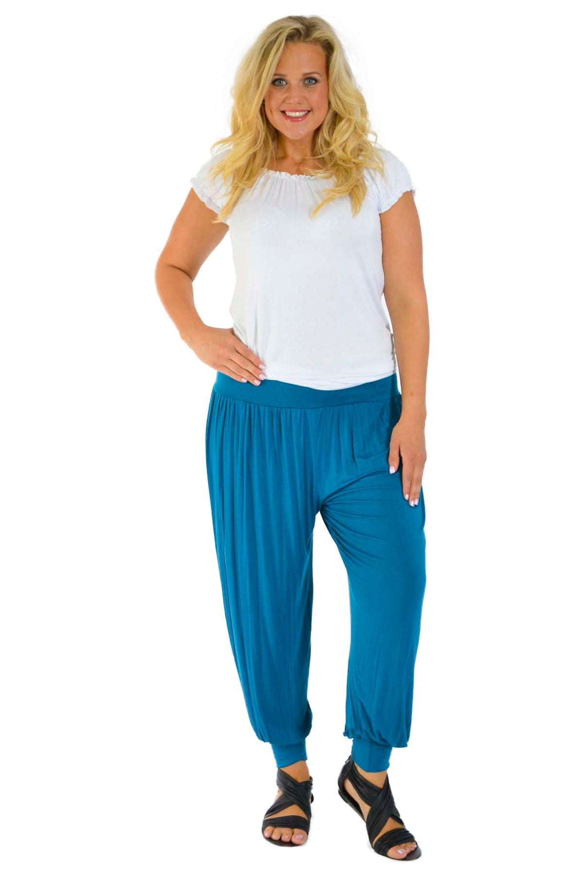 Mocha Plus Size Harem Trousers Full Length For Women 16-18 - Dropwear