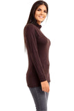 Brown Plus Size Turtle Neck Long Sleeve Top For Women 20-22 - Dropwear