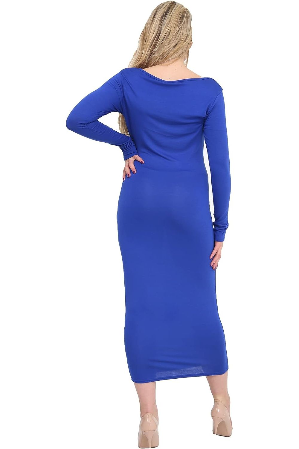 Turquoise Plus Size Bodycon Stretch Plain Midi Dress For Women 16-18 - Dropwear