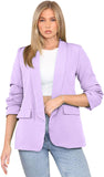 Stone Ruched Sleeve Blazer For Women L - Dropwear