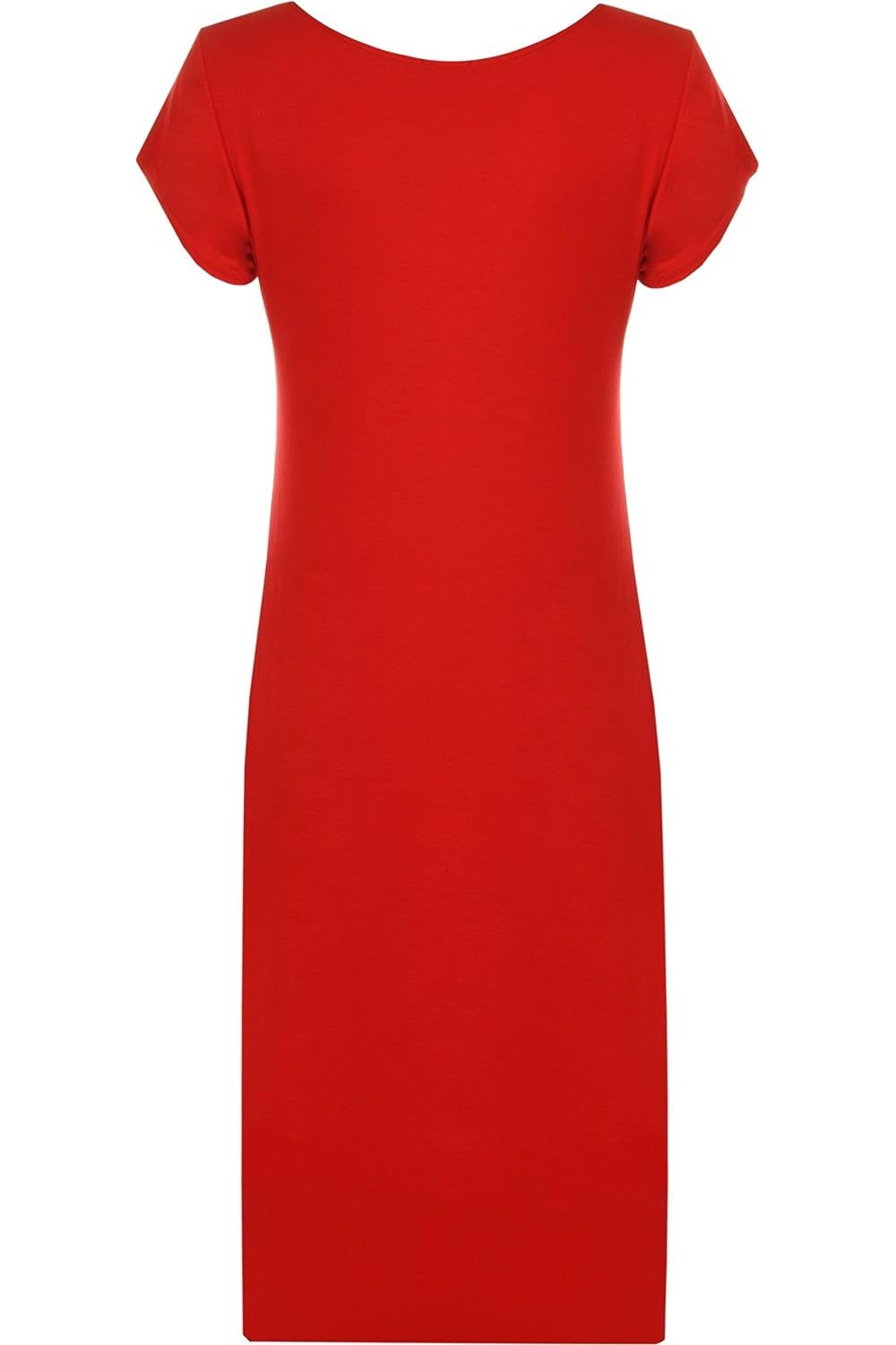White Plain Short Sleeve Jersey Midi Dress For Women 12-14 - Dropwear