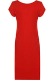 White Plain Short Sleeve Jersey Midi Dress For Women 12-14 - Dropwear