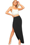 Black Side Split Slit Maxi Skirt For Women 8-10 - Dropwear