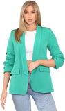 Sky Blue Ruched Sleeve Blazer For Women M - Dropwear