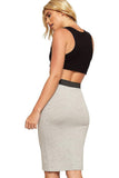 Jade Green Plus Size Plain Stretch Pencil Midi Skirt For Women 16-18 - Dropwear