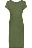 Wine Plain Short Sleeve Jersey Midi Dress For Women 12-14 - Dropwear
