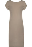 Plain Short Sleeve Jersey Midi Dress For Women  - Dropwear