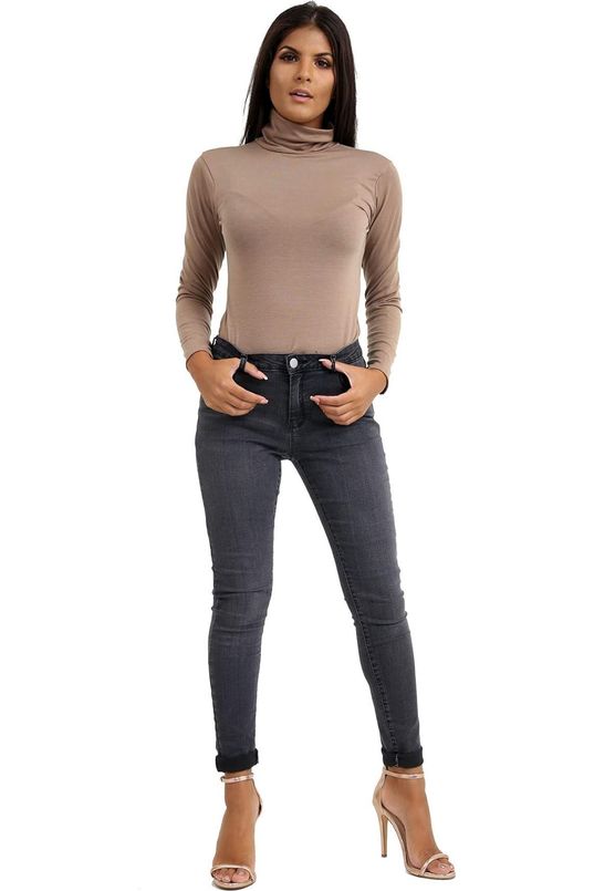 Rust Turtle Neck Long Sleeve Top For Women 12-14 - Dropwear