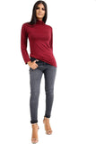 Turtle Neck Long Sleeve Top For Women  - Dropwear
