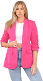 Cream Ruched Sleeve Blazer For Women M - Dropwear