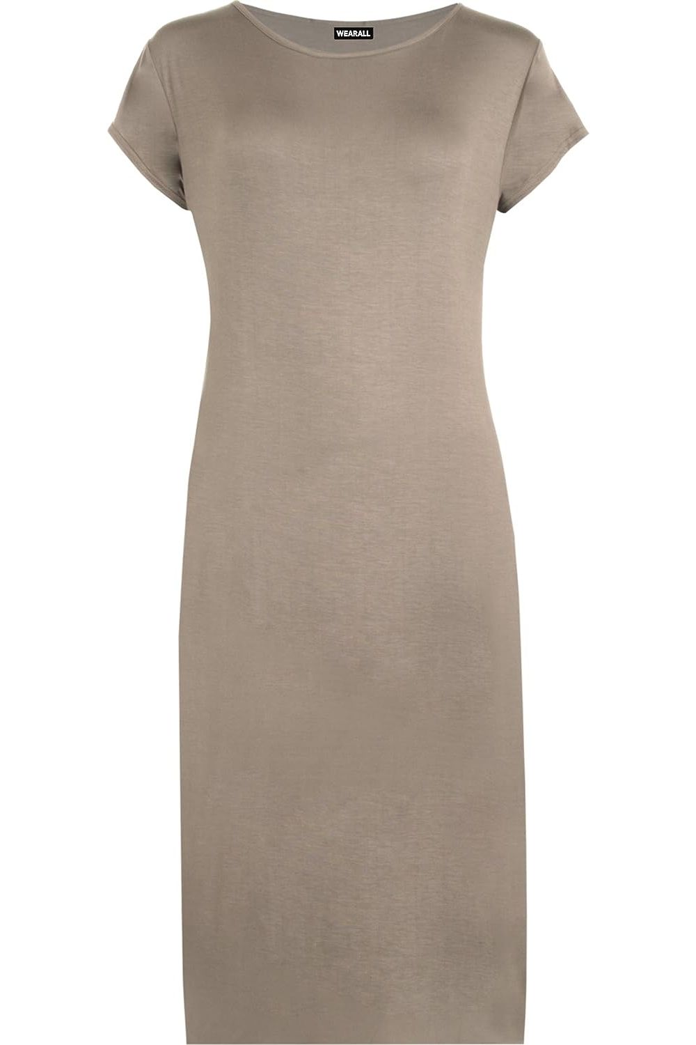 Plain Short Sleeve Jersey Midi Dress For Women  - Dropwear