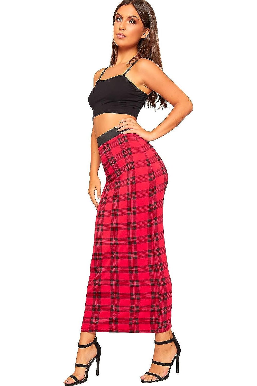 Skull Roses Plus Size High Waist Stretch Long Maxi Skirt For Women 20-22 - Dropwear