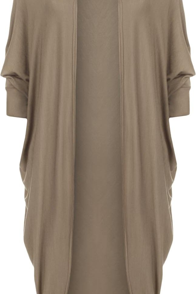 White Plus Size Batwing Long Open Cardigan Top For Women 16-18 - Dropwear