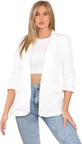 Orange Ruched Sleeve Blazer For Women L - Dropwear