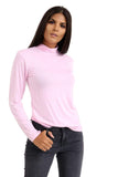 Beige Plus Size Turtle Neck Long Sleeve Top For Women 24-26 - Dropwear