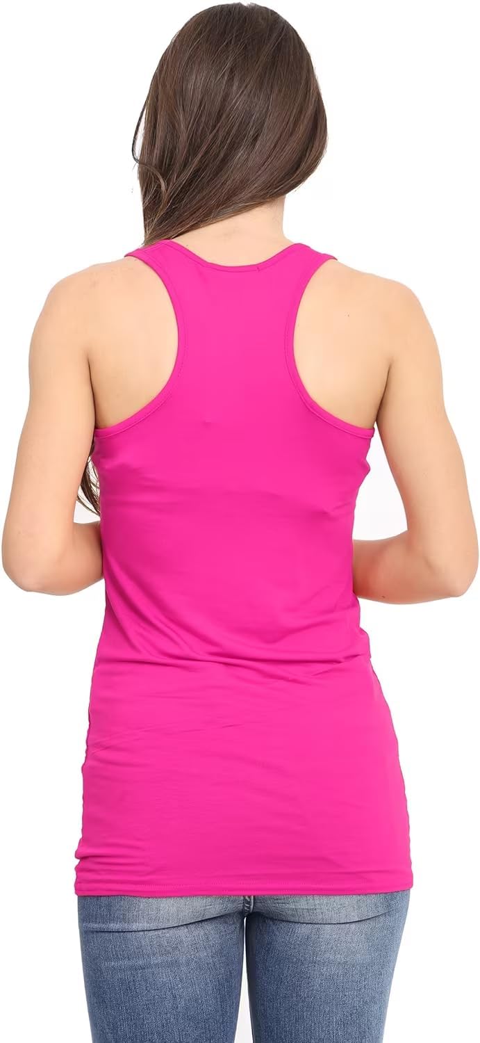 Fushcia Racer Back Bodycon Vest Top For Women 12-14 - Dropwear