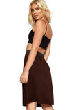 Dark Grey Plain Stretch Pencil Midi Skirt For Women 8-10 - Dropwear