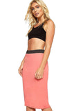 Baby Pink Plain Stretch Pencil Midi Skirt For Women 8-10 - Dropwear