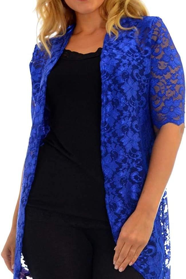 Black Floral Lace Open Long Cardigan For Women 18 - Dropwear