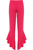 Frill Asymmetric Hem Plain Trousers For Women  - Dropwear