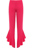 Plus Size Frill Asymmetric Hem Plain Trousers For Women  - Dropwear