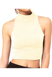 Royal Blue Turtle Neck Sleeveless Crop Top For Women 12-14 - Dropwear