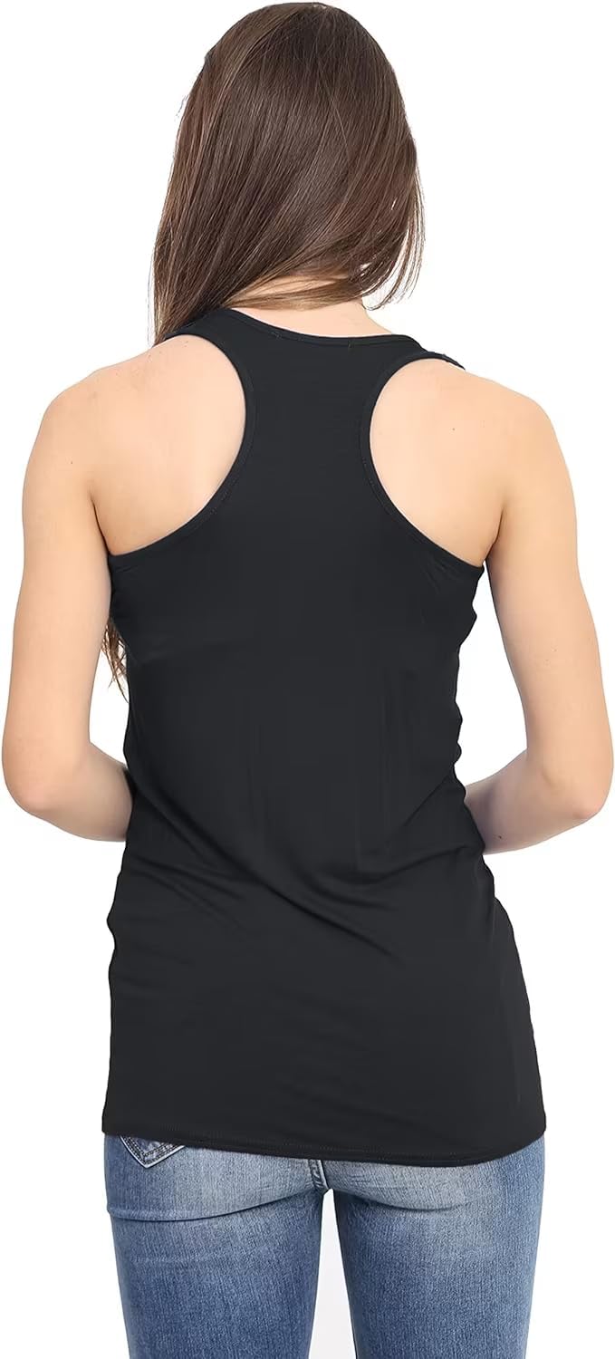 Black Racer Back Bodycon Vest Top For Women 8-10 - Dropwear