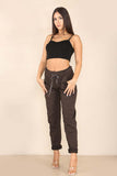 Plus Size Italian Glitter Drawstring Waistband Magic Pants For Women  - Dropwear