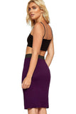 Mustard Plus Size Plain Stretch Pencil Midi Skirt For Women 16-18 - Dropwear