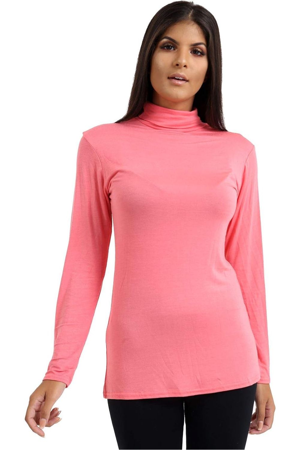 Coral Plus Size Turtle Neck Long Sleeve Top For Women 20-22 - Dropwear