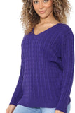 Purple Plus Size Cable Knitted Sweater Top For Women 18-20 - Dropwear