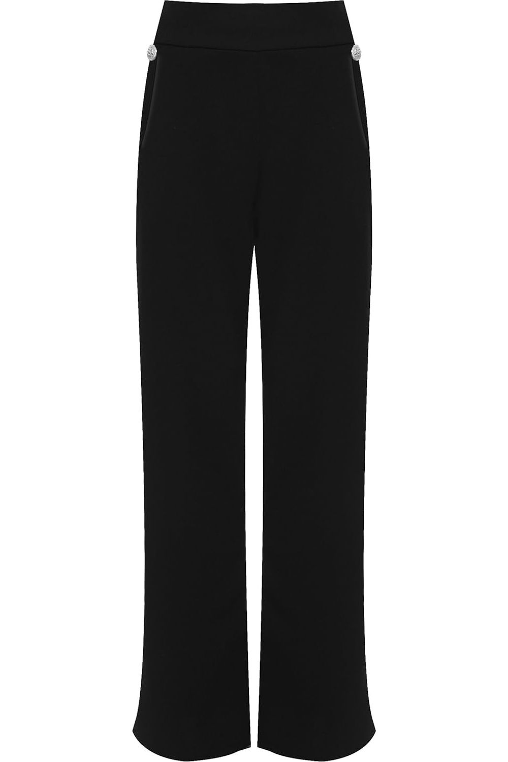 Wine Plus Button Embellished Pocket Palazzo Trousers For Women 16 - Dropwear
