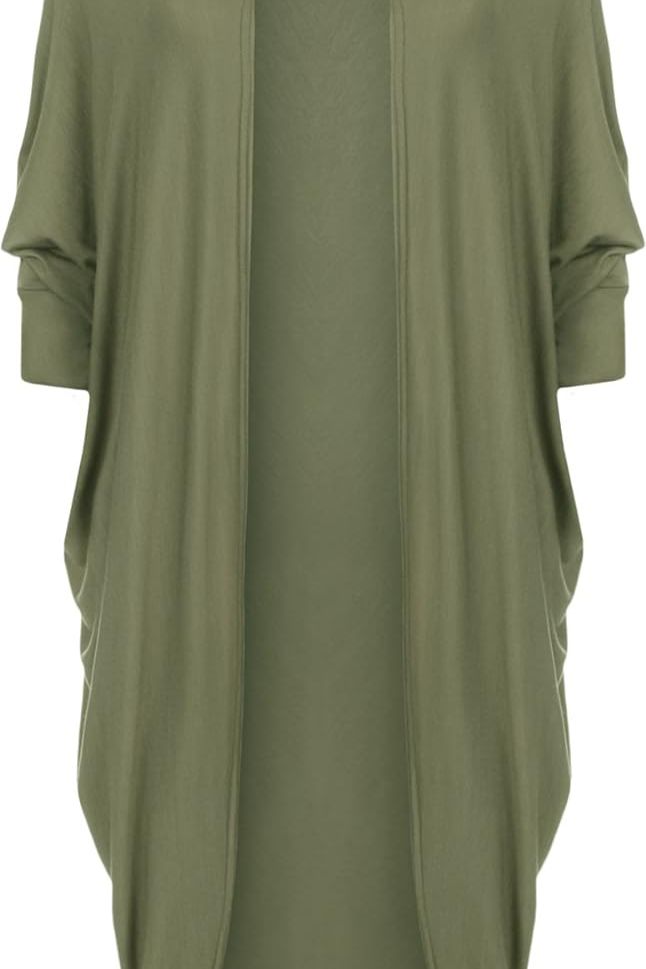 Light Grey Plus Size Batwing Long Open Cardigan Top For Women 16-18 - Dropwear