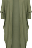 Light Grey Plus Size Batwing Long Open Cardigan Top For Women 16-18 - Dropwear
